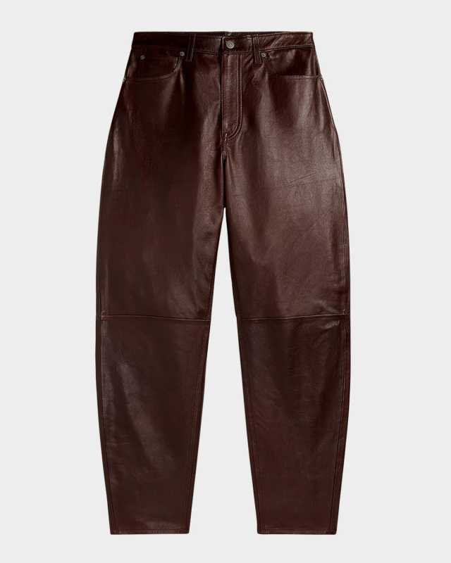 Curved Tapered Leather Pants